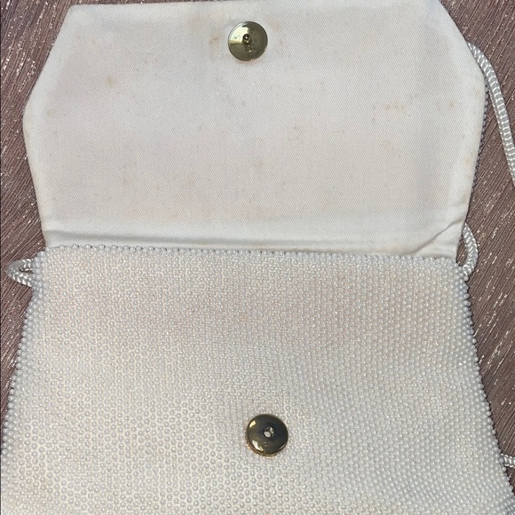 White Textured Clutch with Flap Closure - Picture 6 of 9
